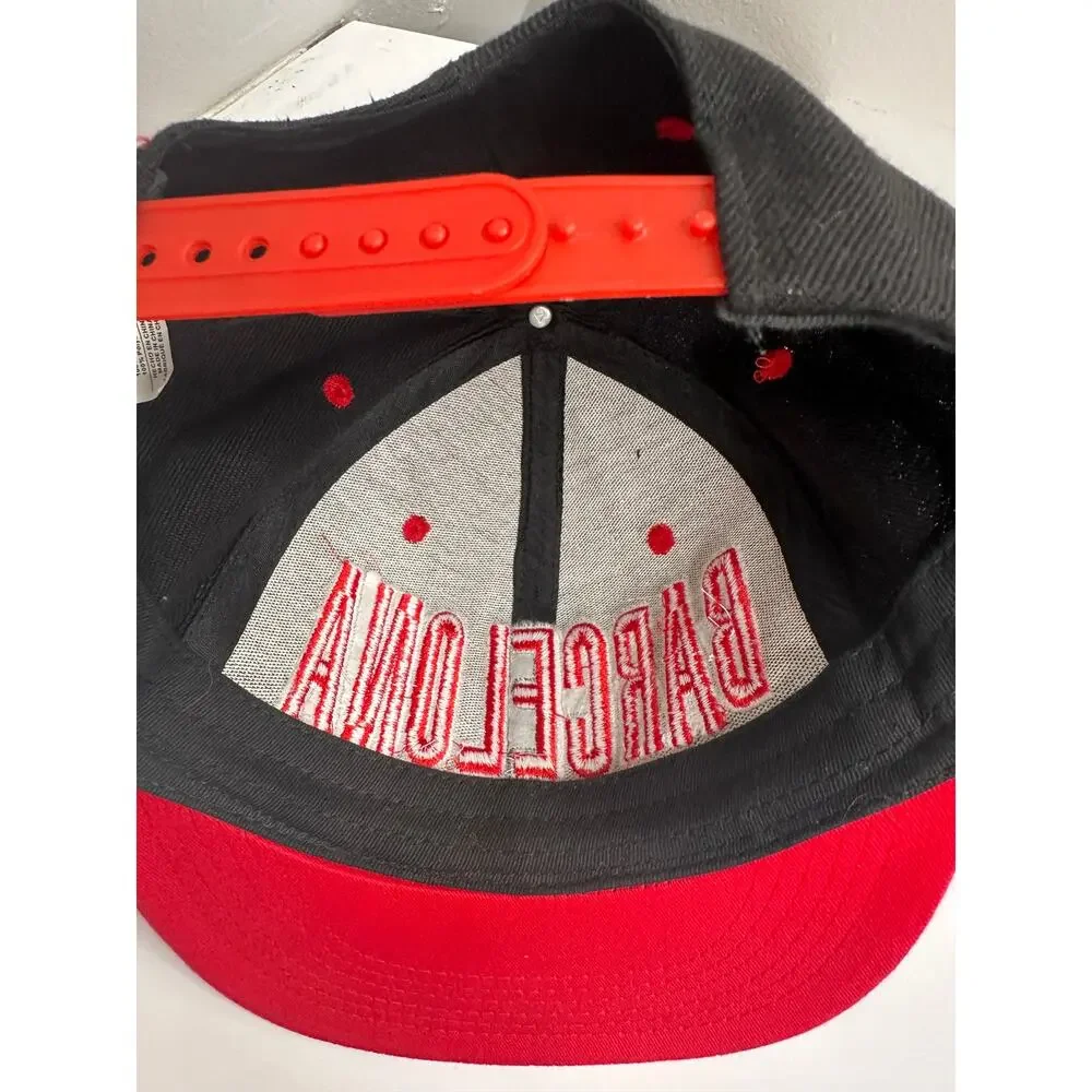 Barcelona 3D Embroidered Snapback Baseball Hat Black Red